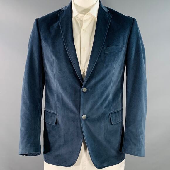 MICHAEL by MICHAEL KORS 42 Regular Blue Brown Velvet Elbow Patches Sport Coat